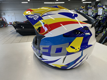 Шлем кроссовый HETOSHI UFD XD1-43 цв. Бело-сине-красно-желтый р. XL