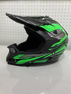 Шлем кроссовый HETOSHI EDX цв. Черно-зеленый р. L