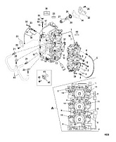 Блок цилиндров и картер 2-Х ТАКТНОГО ПЛМ MERCURY 60 Серийный номер от 0P017000 до 0P325499